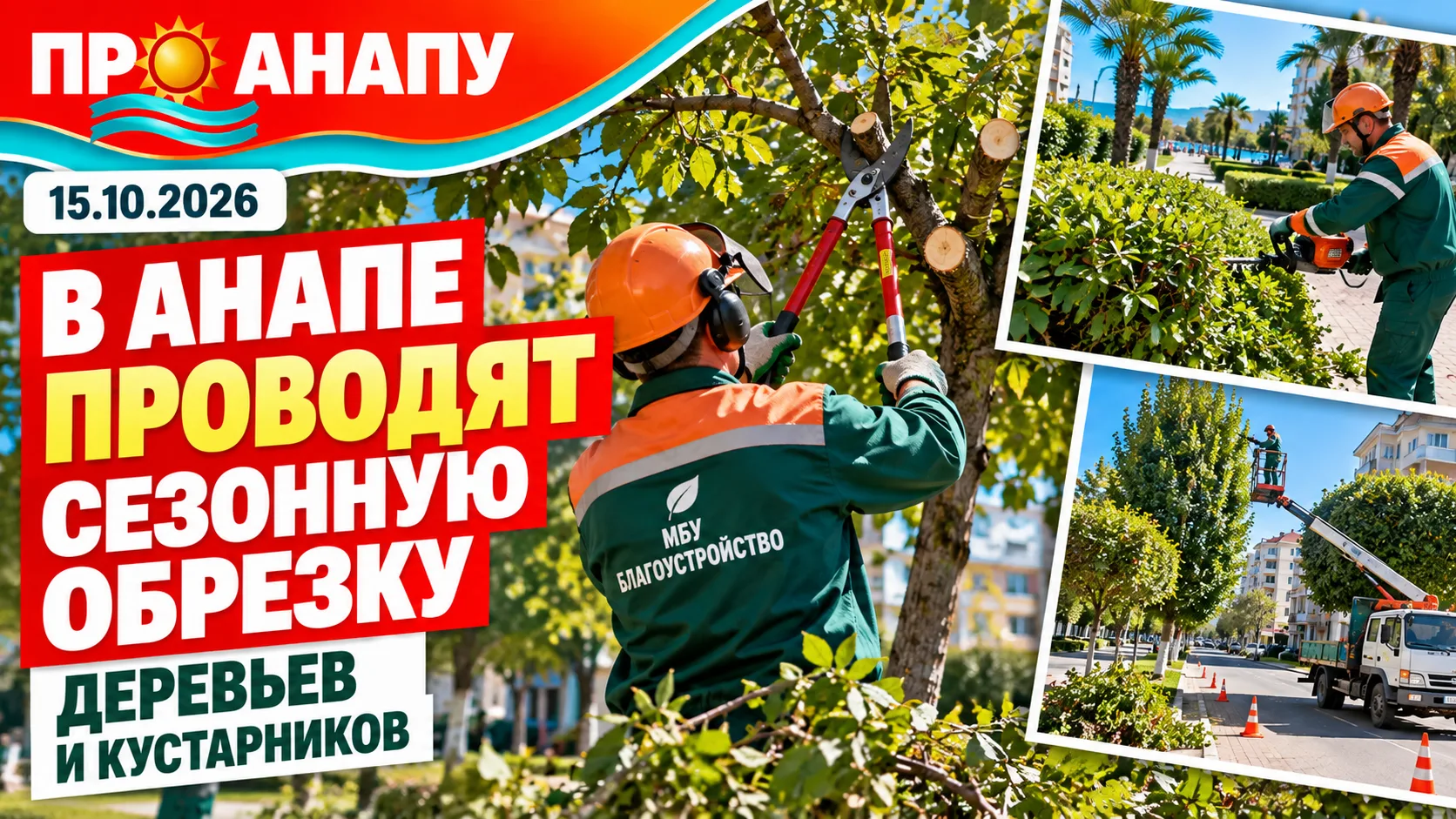 В Анапе проводят сезонную обрезку деревьев и кустарников