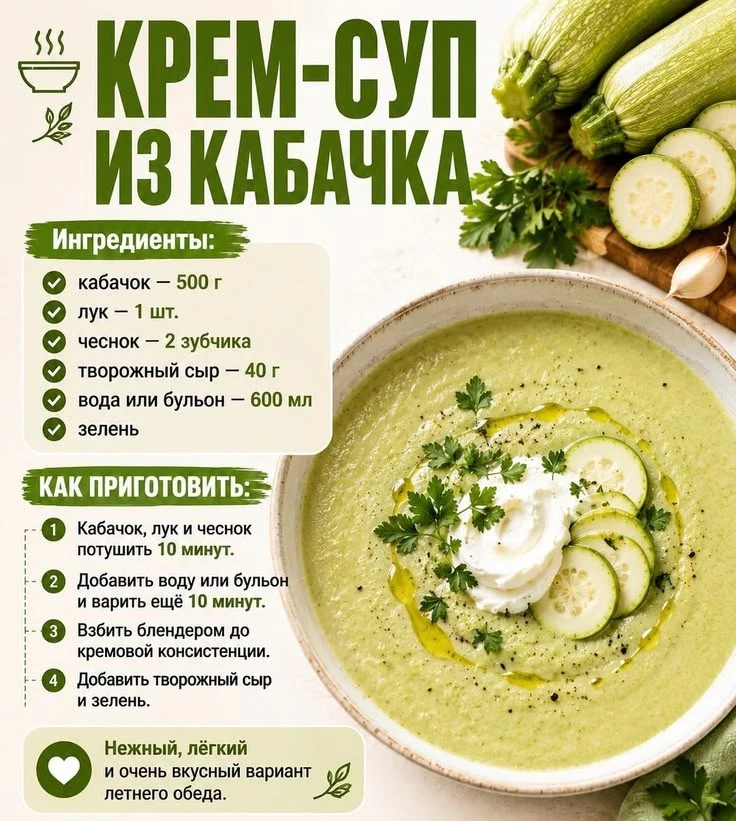 Крем-суп из кабачка 🥦