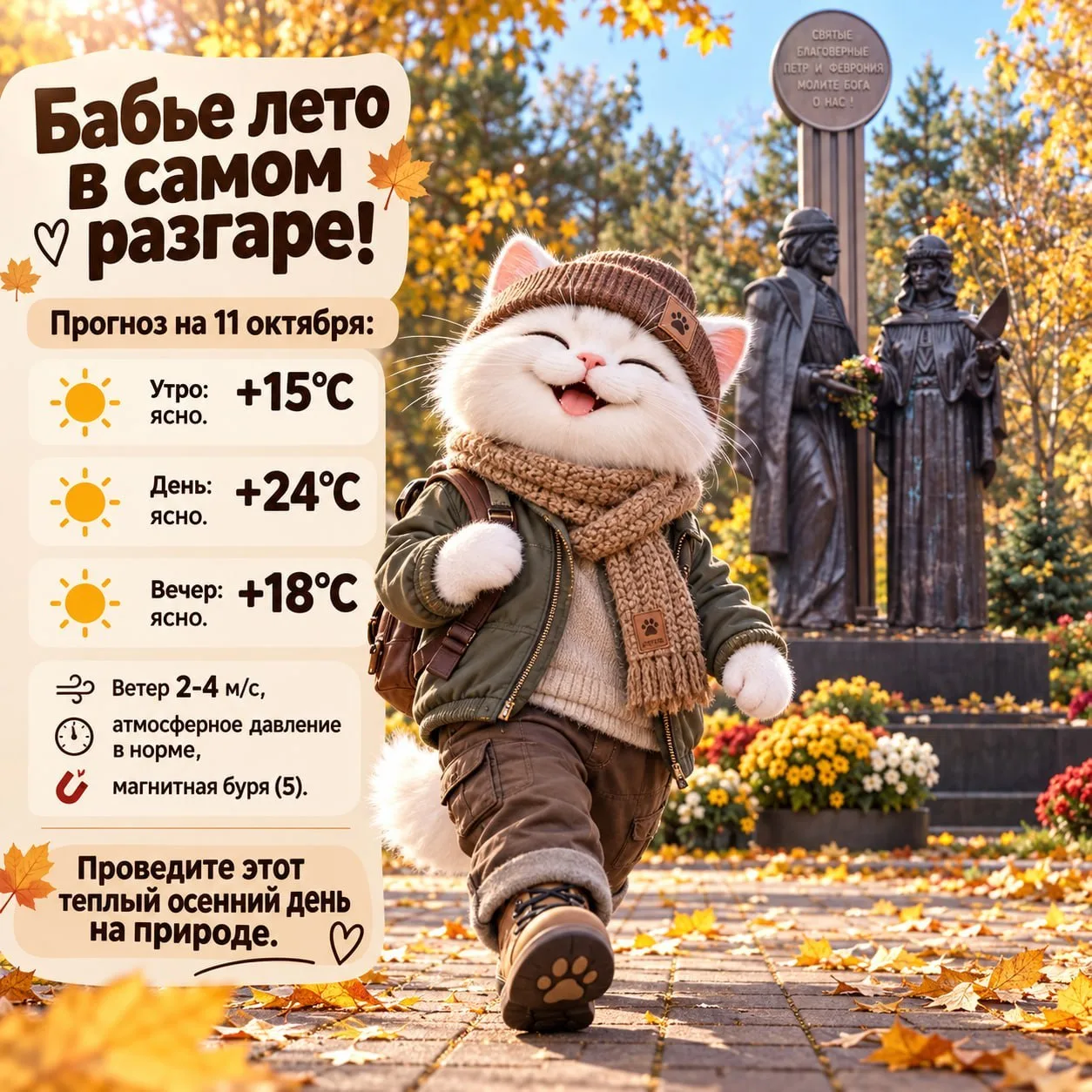 Тепло и ясно 11 октября