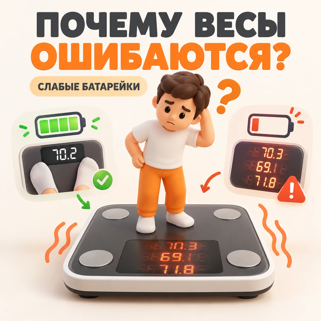 Почему электронные весы могут начать работать нестабильно из-за слабых батареек?