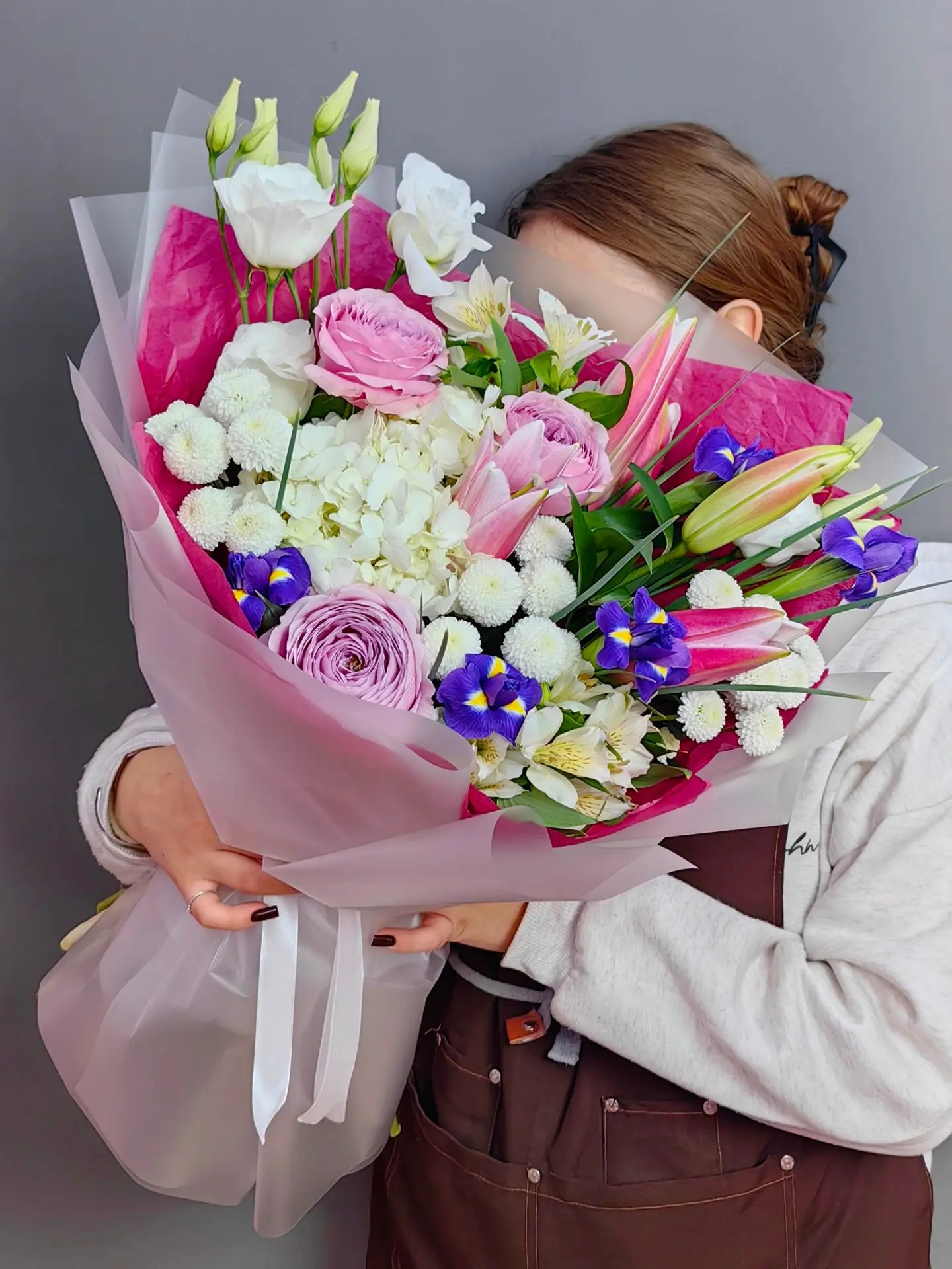 💕Авторский букет с ароматной лилией, гортензией и ирисами