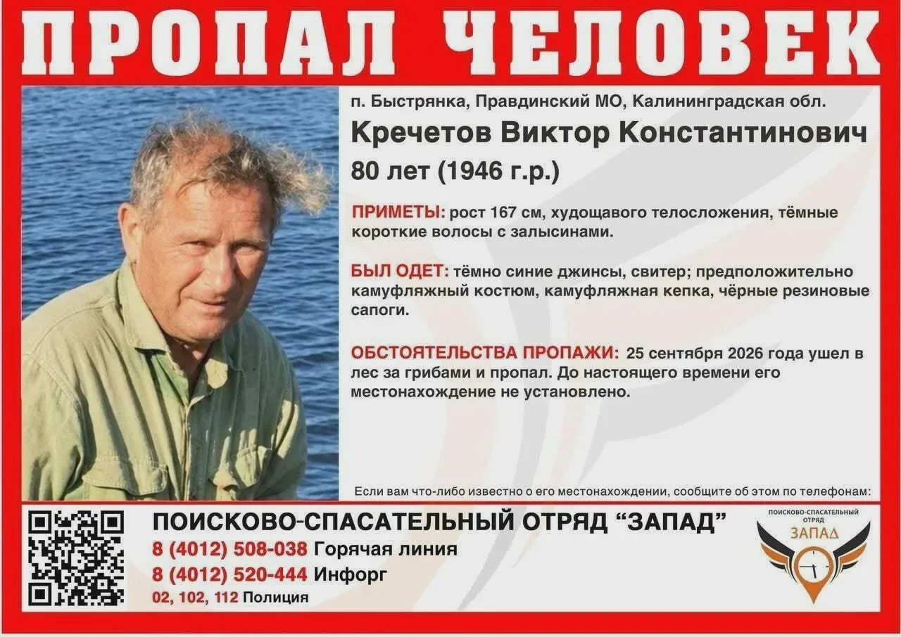 🆘 В Правдинском районе ищут пропавшего грибника