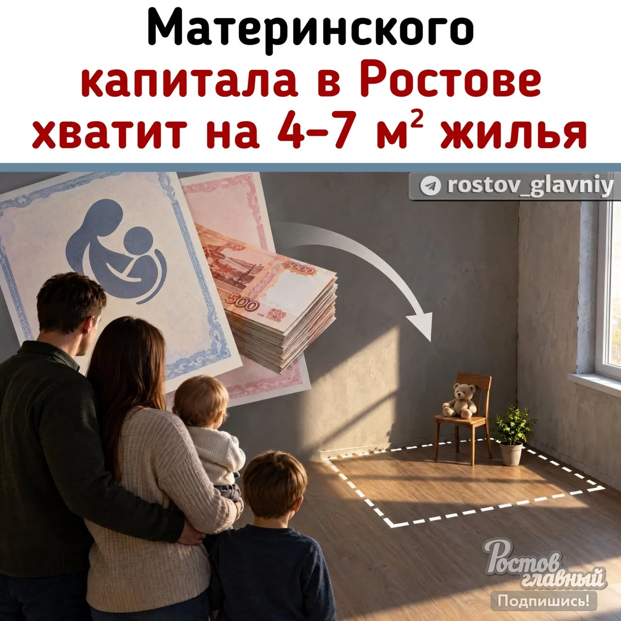 🏠 Материнского капитала в Ростове хватит всего на 4–7 квадратных метров жилья