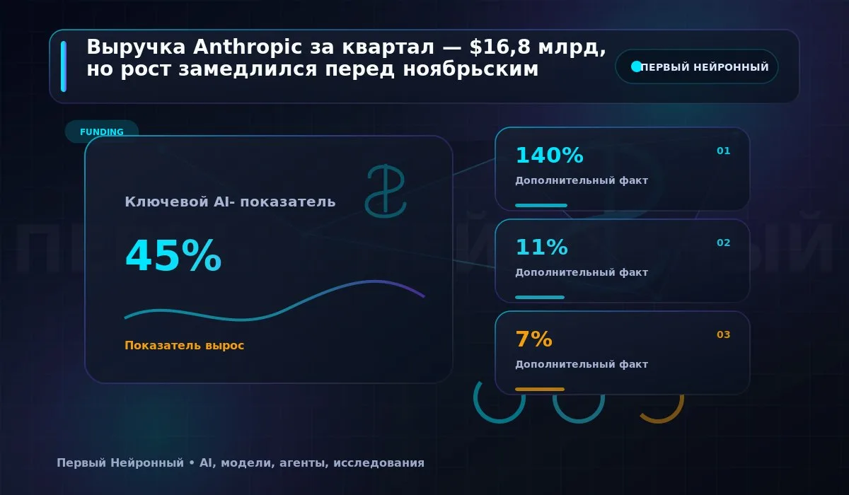 🛠️ Выручка Anthropic за квартал — $16,8 млрд, но рост замедлился перед ноябрьским IPO