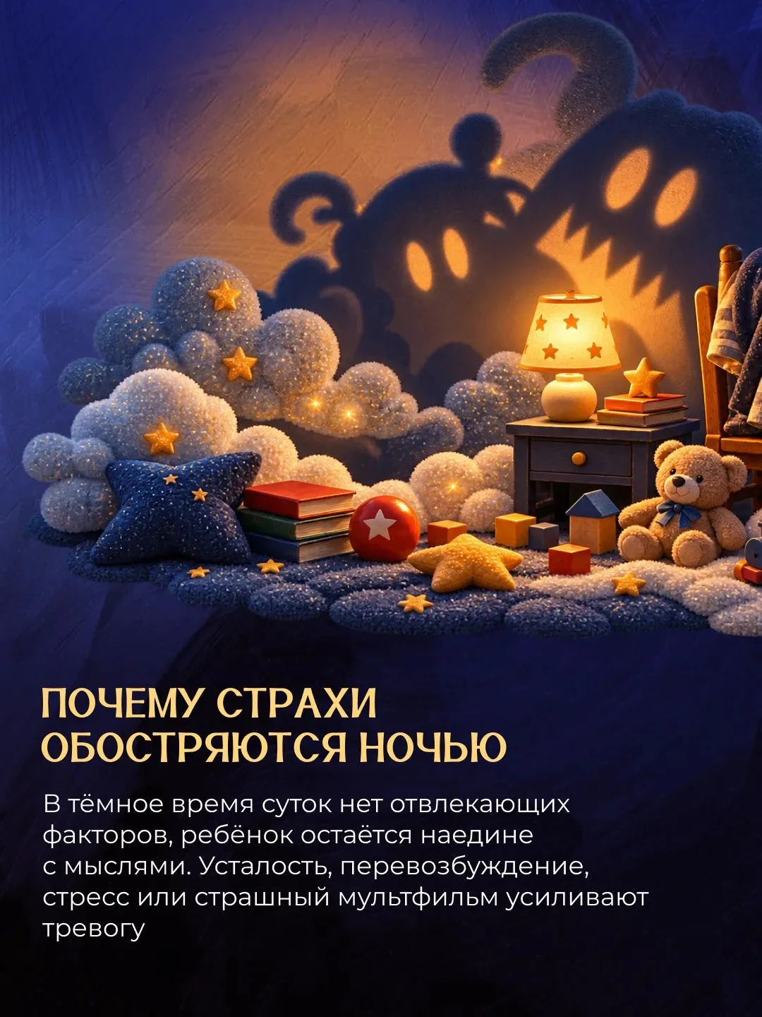 Ночью все страхи кажутся больше. Так психика ребёнка реагирует на то, что кажется ему н...