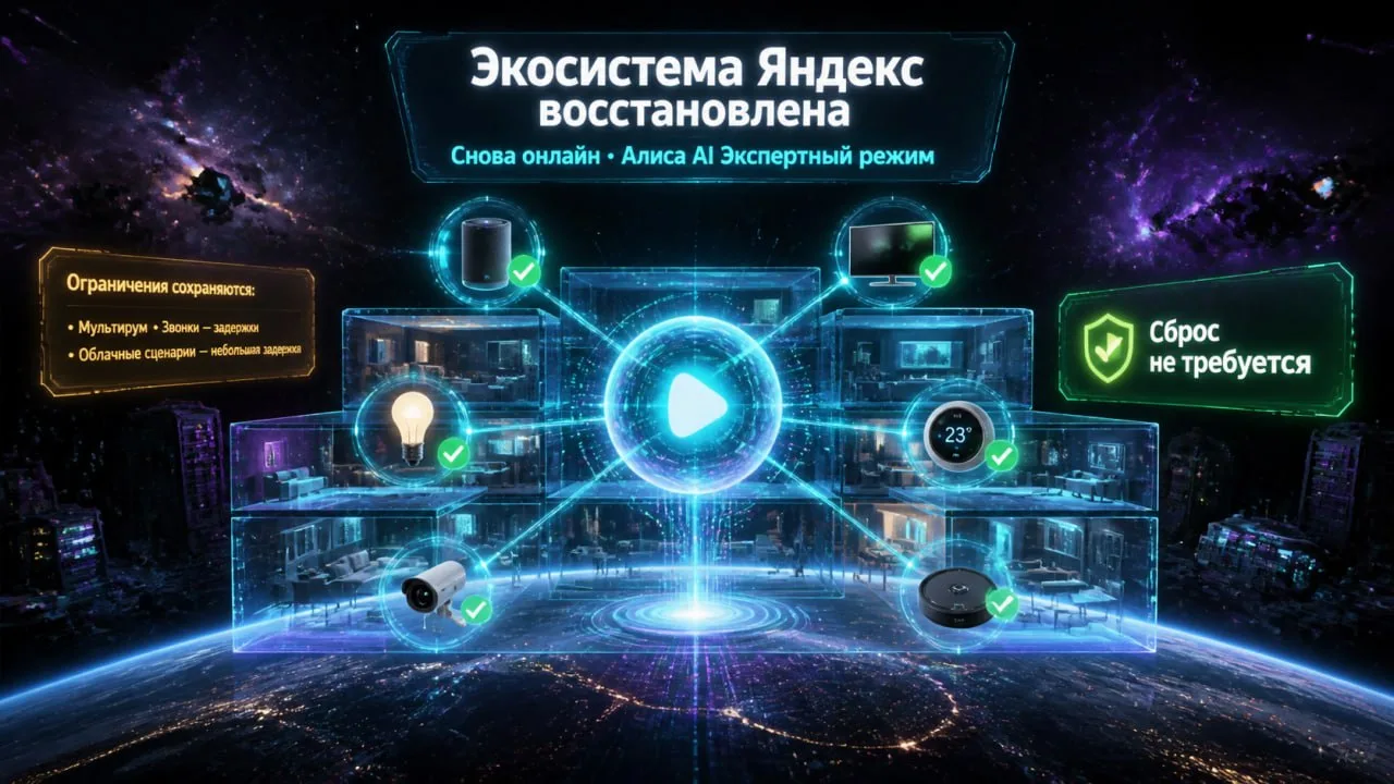 ✅ «Яндекс» восстановил функции умных устройств и ИИ-помощника