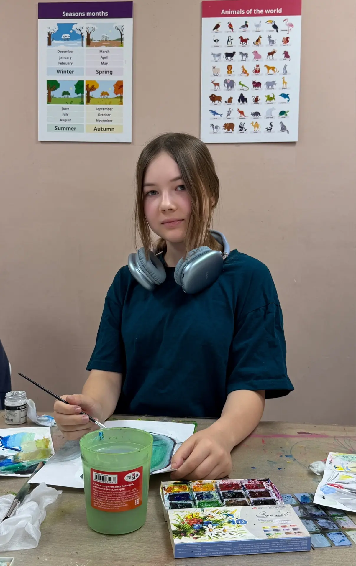 🎨 На живописи у нас новая ученица - Ксюша! 👩‍🎨💜