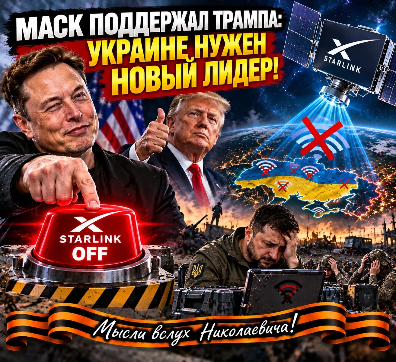 Маск призвал Украину выбрать нового лидера. А может, пора начать с собственного Starlink?