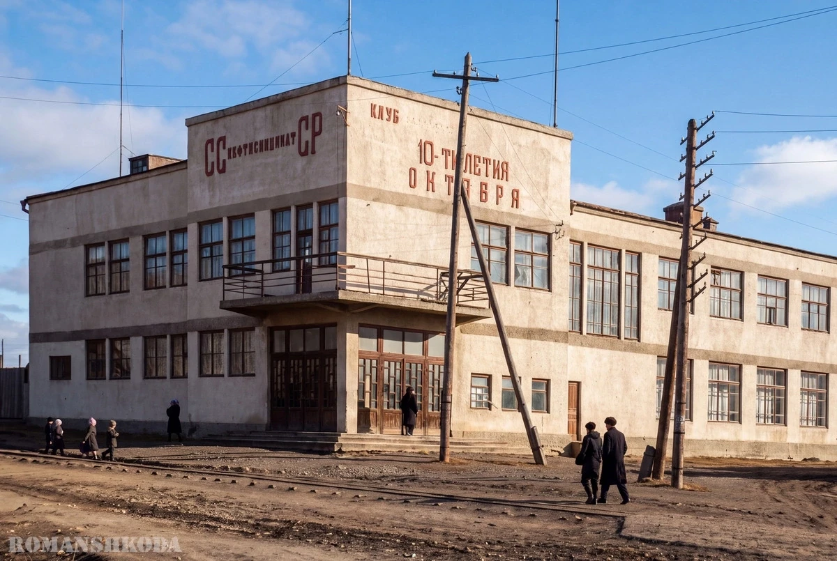 Цифровая реконструкция внешнего вида сталинградского клуба им. 10-летия Октября, принад...