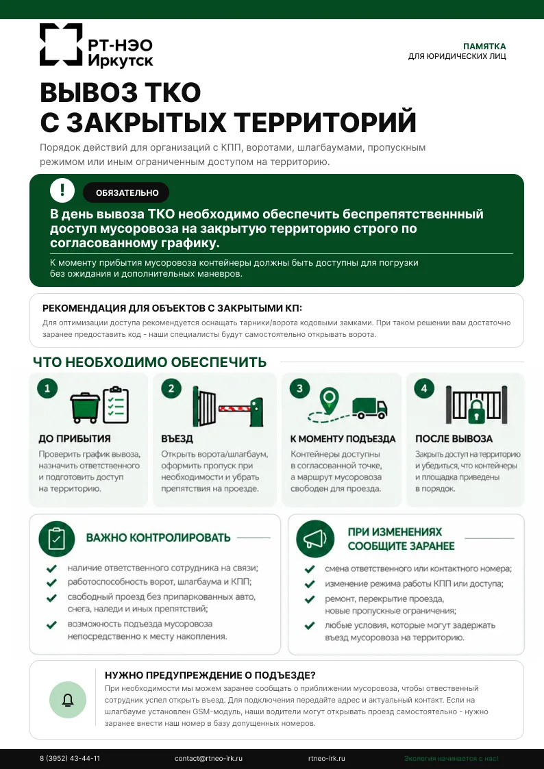 Правила вывоза отходов с закрытых территорий