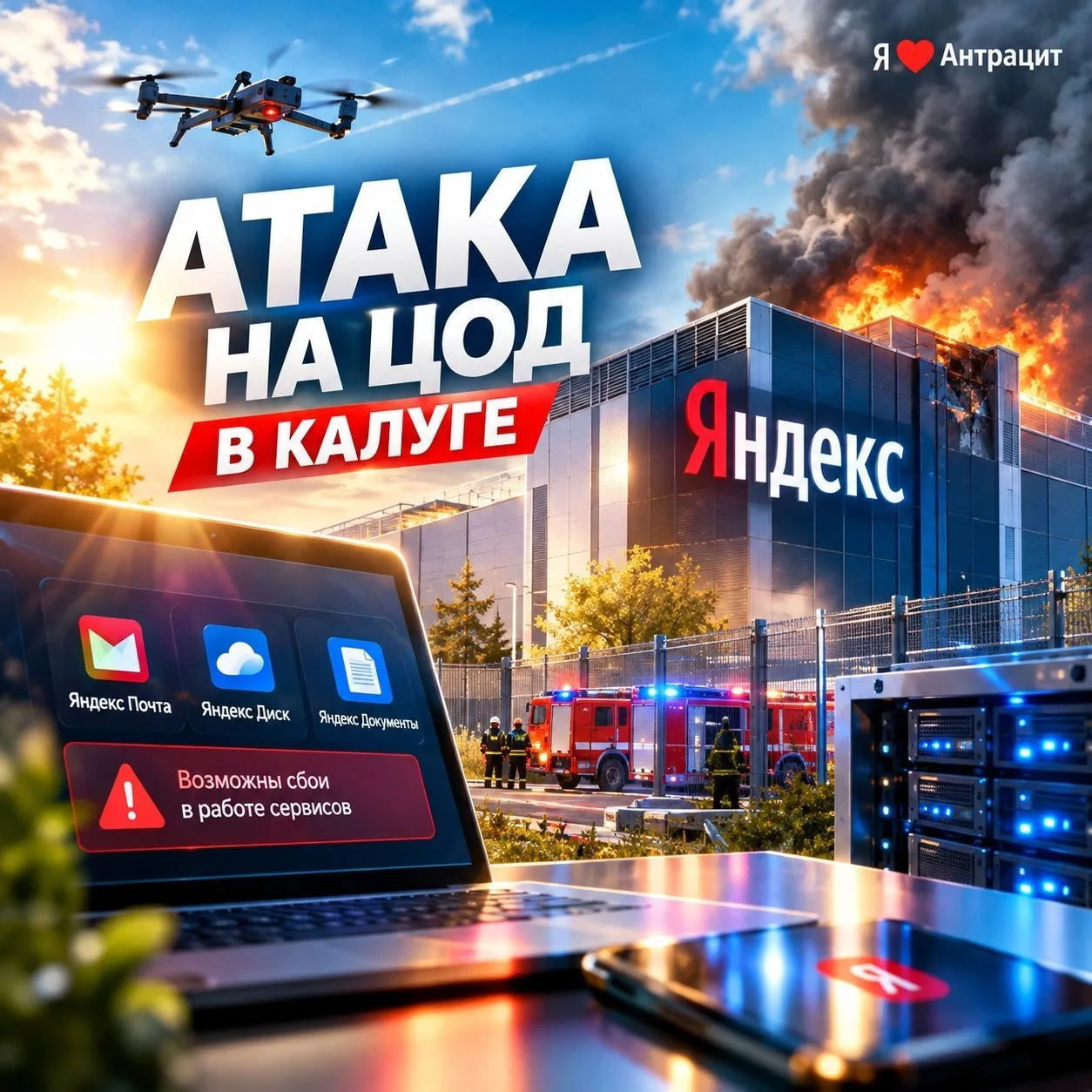 🚨 Второй дата-центр «Яндекса» за два дня попал под атаку БПЛА