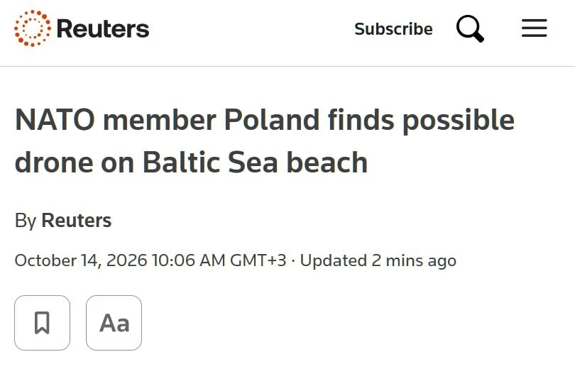 ⚡️На пляже в Польше обнаружили обломки предположительно беспилотника, — Reuters.