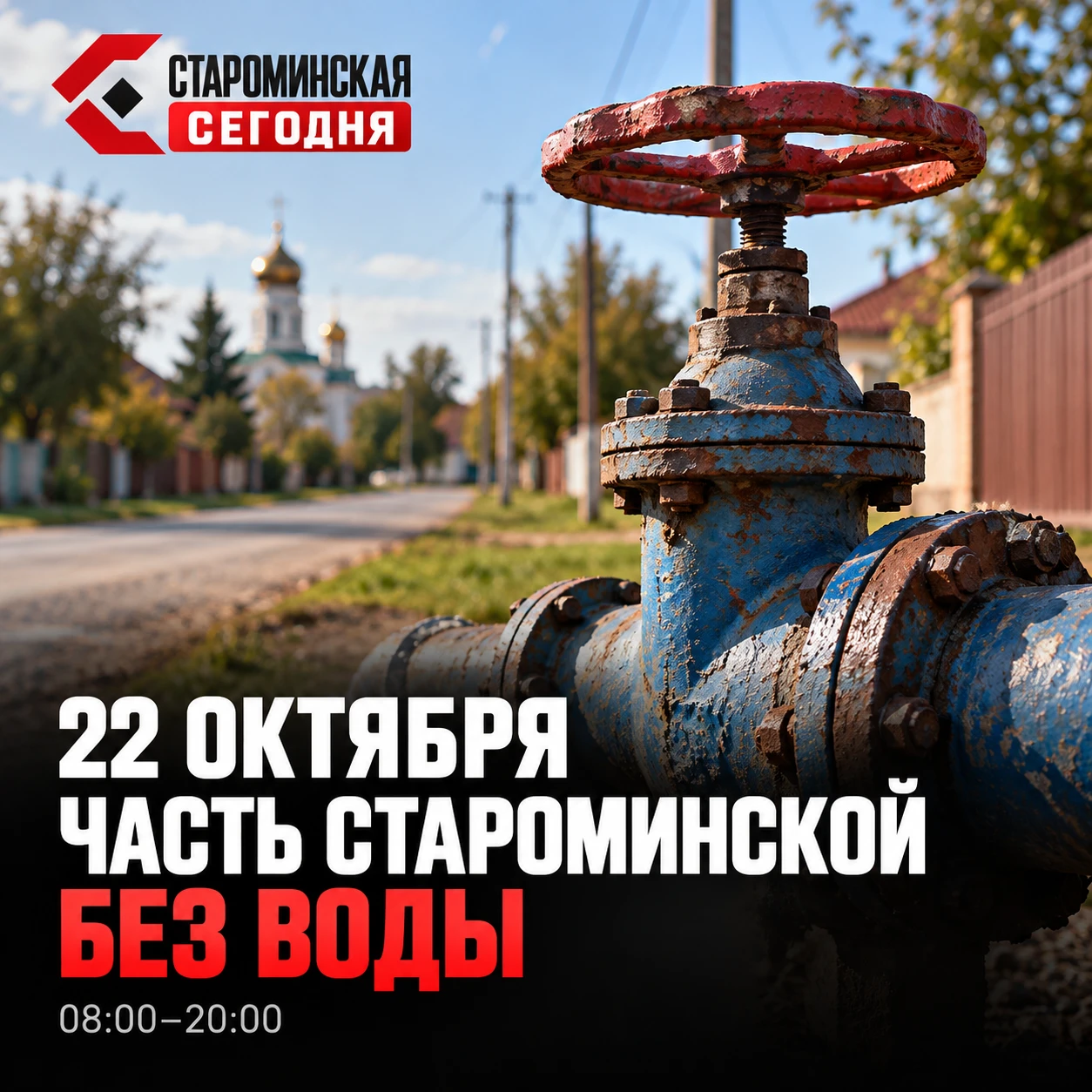 💧 22 октября часть Староминской останется без воды