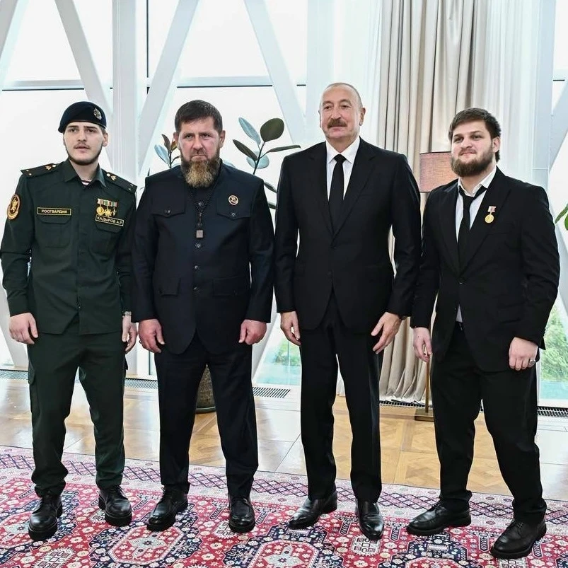 Президент Азербайджана   Ильхам Алиев принял в Баку Рамзана Кадырова с сыновьями