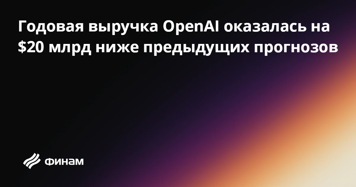 Годовая выручка OpenAI оказалась на $20 млрд ниже предыдущих прогнозов