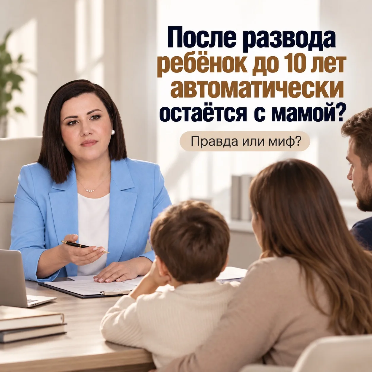 ⚖️ После развода ребёнок до 10 лет автоматически остаётся с мамой. Правда или миф?