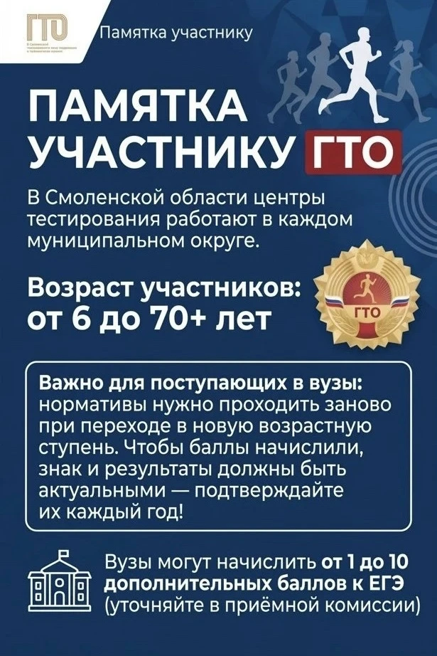 📌 Памятка участнику комплекса ГТО