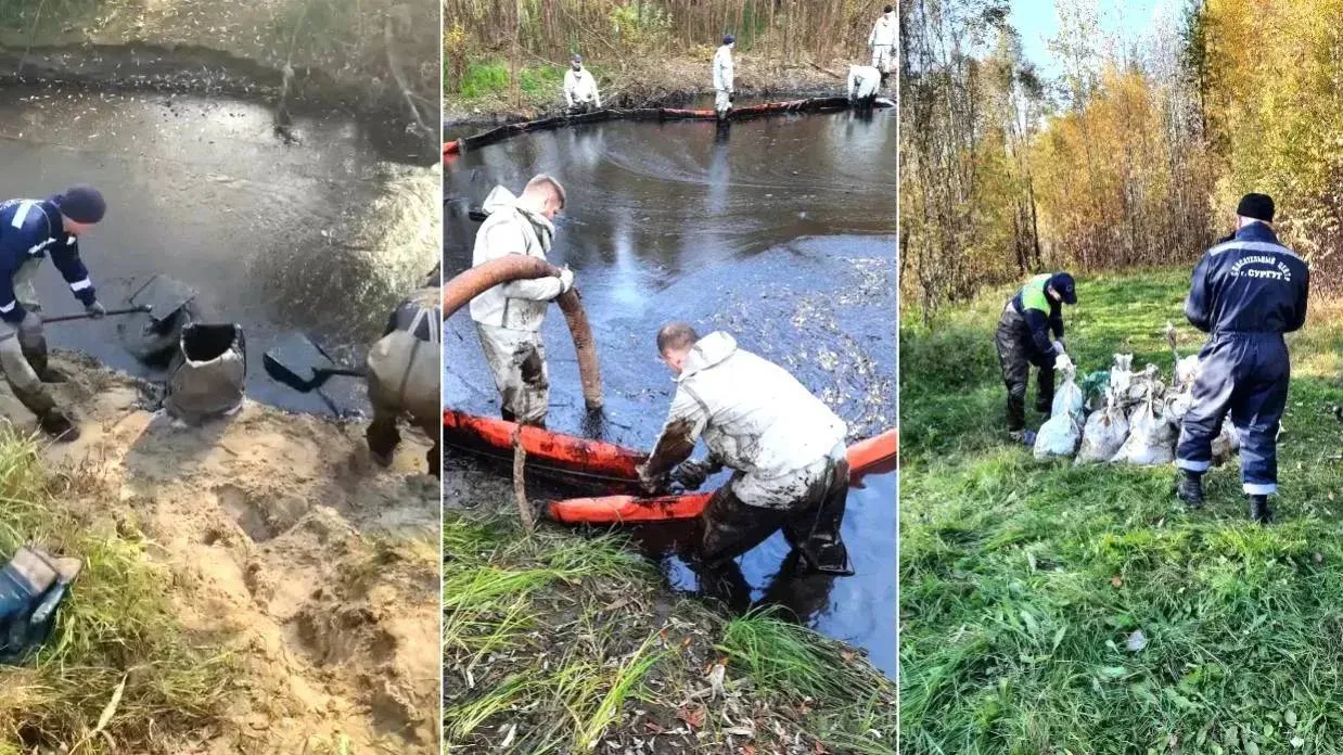 ❗️ В Сургуте завершили ликвидацию разлива нефтепродуктов в протоке Бардыковке