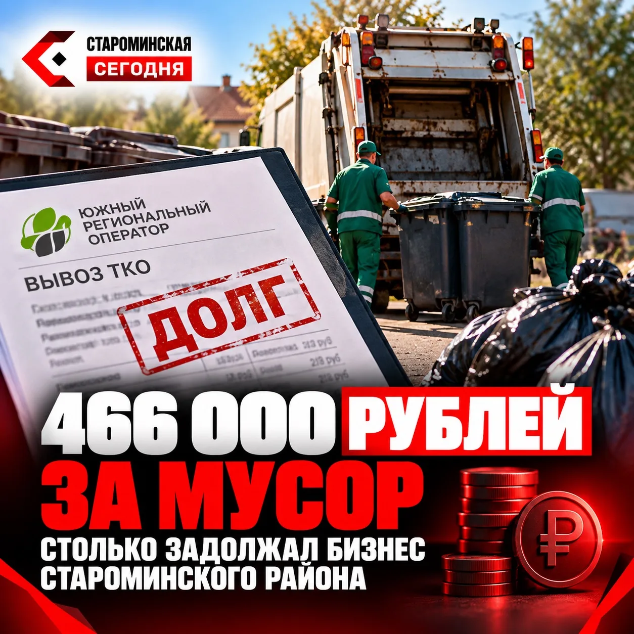 🗑 466 тысяч рублей за мусор: столько задолжал бизнес Староминского района