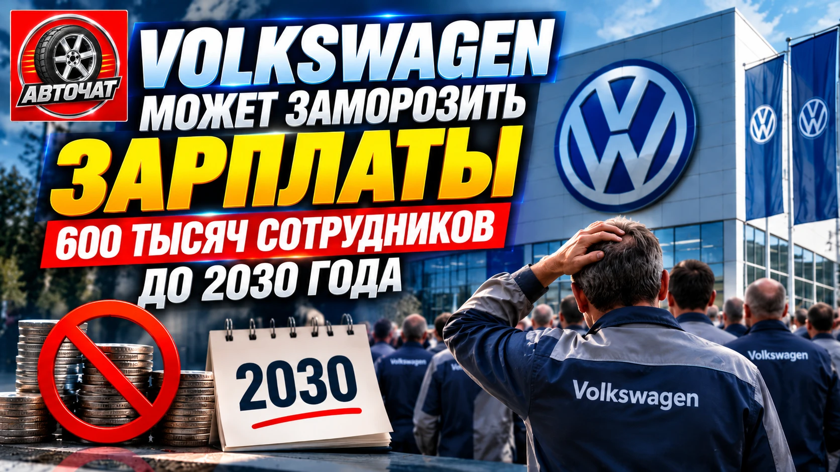 Volkswagen задумался о заморозке зарплат для 600 тысяч сотрудников до 2030 года