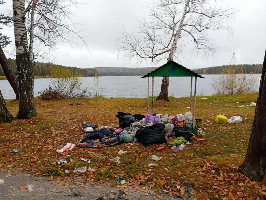 В Полевском на берегу Глубоченского пруда отдыхающие оставили после летнего сезона огро...