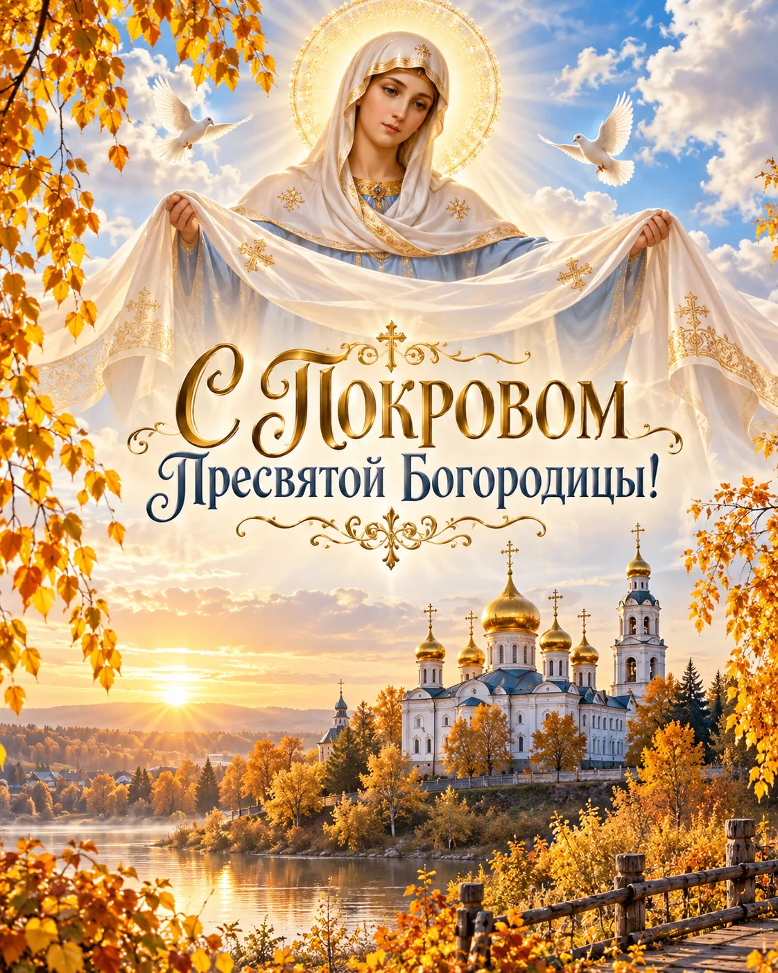 С праздником,  с Покровом Пресвятой Богородицы, защитницы нашей и покровительницы небес...
