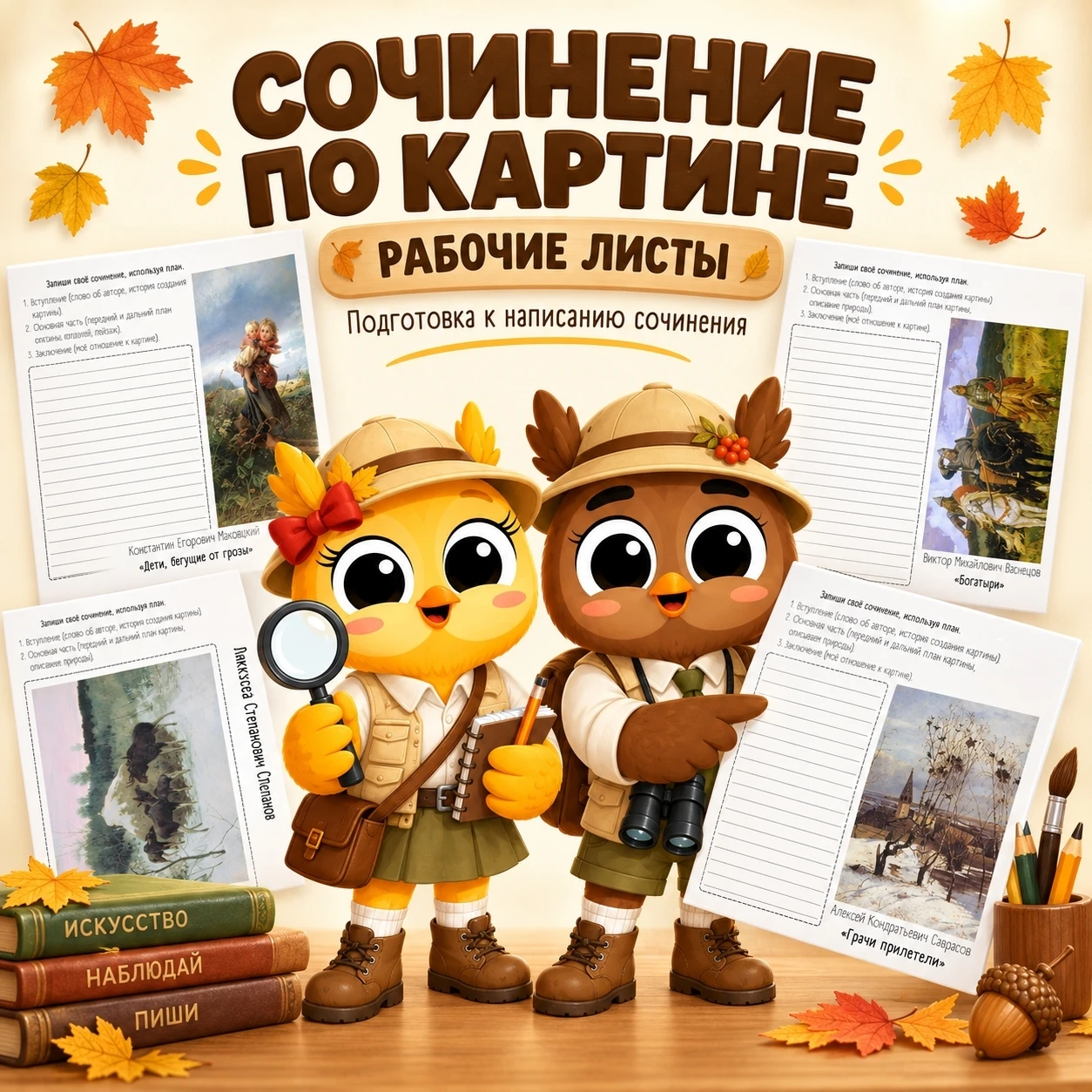 Папка с рабочими листами "Сочинения по картинам"