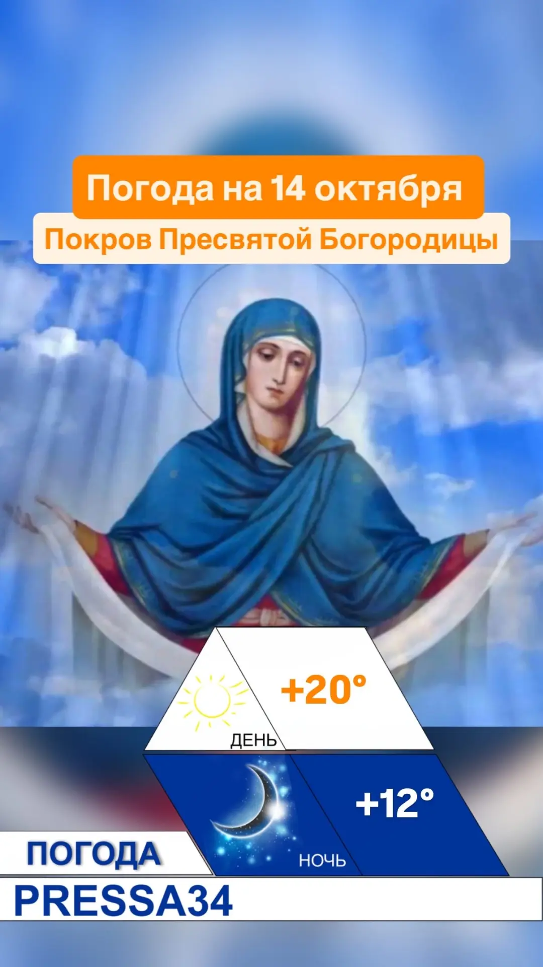 🌤 Прогноз погоды на 14 октября в Волгограде