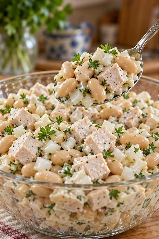 САЛАТ С КУРИЦЕЙ И ФАСОЛЬЮ — ЗАПРАВЛЯЮ ТОЛЬКО ОСТЫВШИЕ КОМПОНЕНТЫ