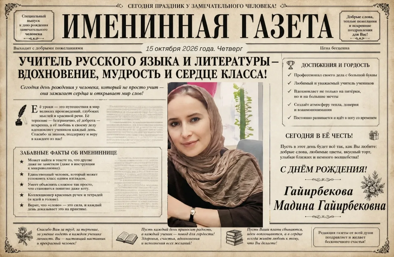 Сегодня свой день рождения отмечает учитель русского языка и литературы  Гайирбекова Ма...