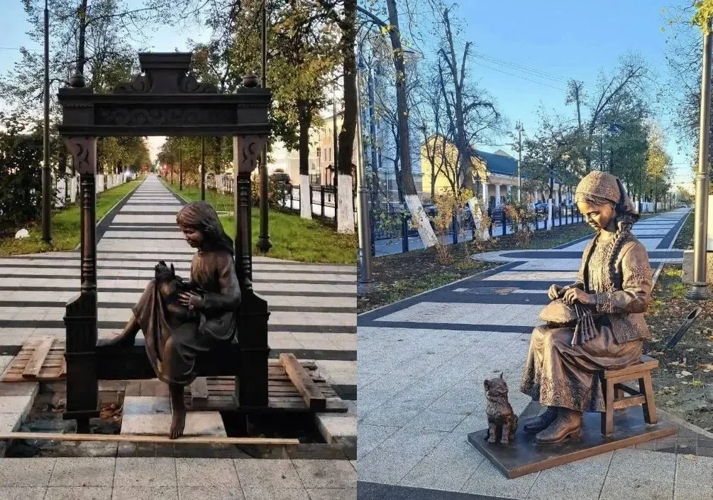 📎 На аллее на улице Мира установили скульптуры «Девочка в окне» и «Девочка-кружевница» 📎