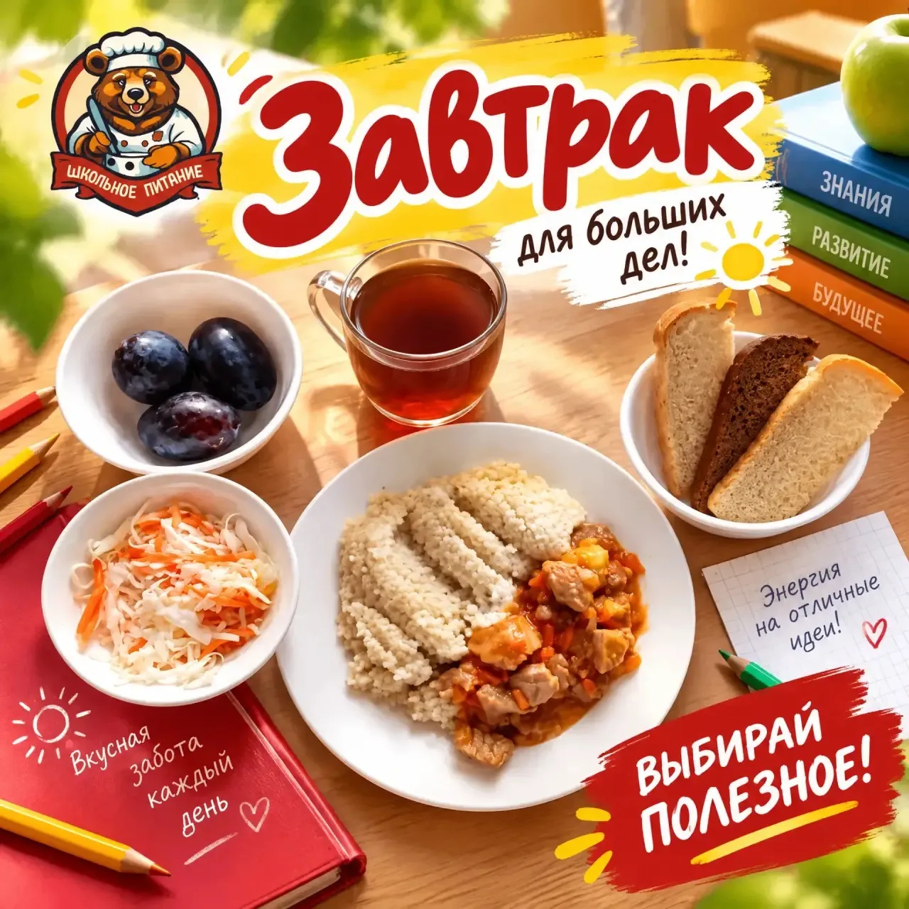 Сегодня на завтрак — каша с гуляшом 🥣🍖