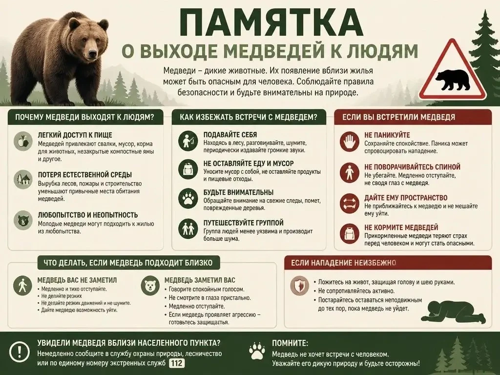 Кировчанам объяснили, как вести себя при встрече с медведем☝️