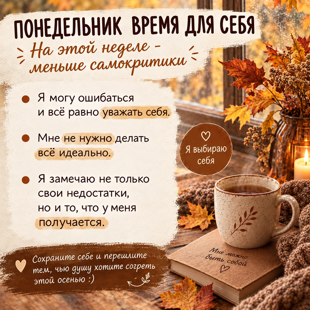 ☀️ Начинаем новую неделю со времени для себя!