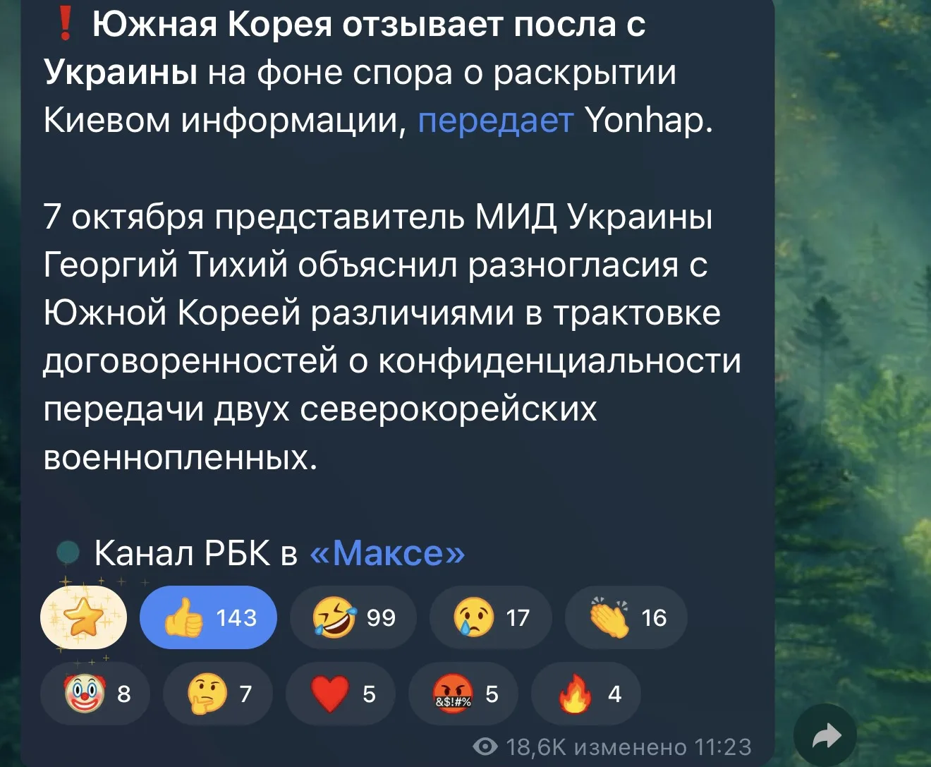Южная Корея начинает потихоньку отползать от проигрывающей стороны.