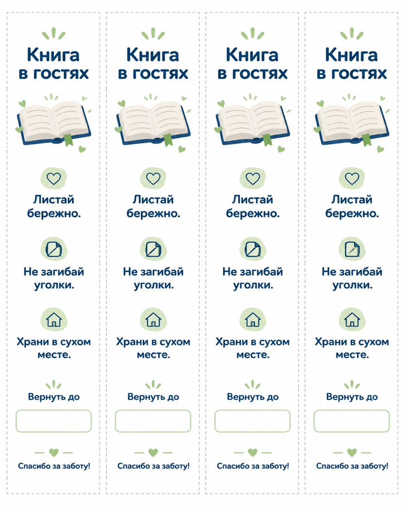 📚 Закладка для книги, взятой домой