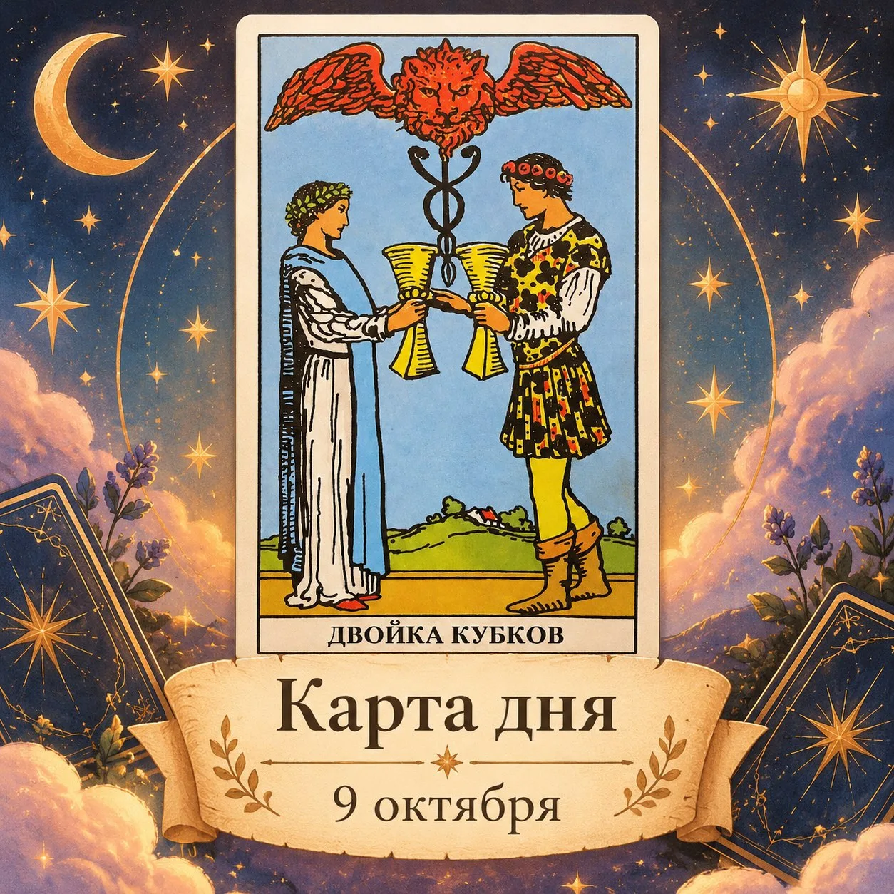 Расклад «Двойка Кубков — карта дня»