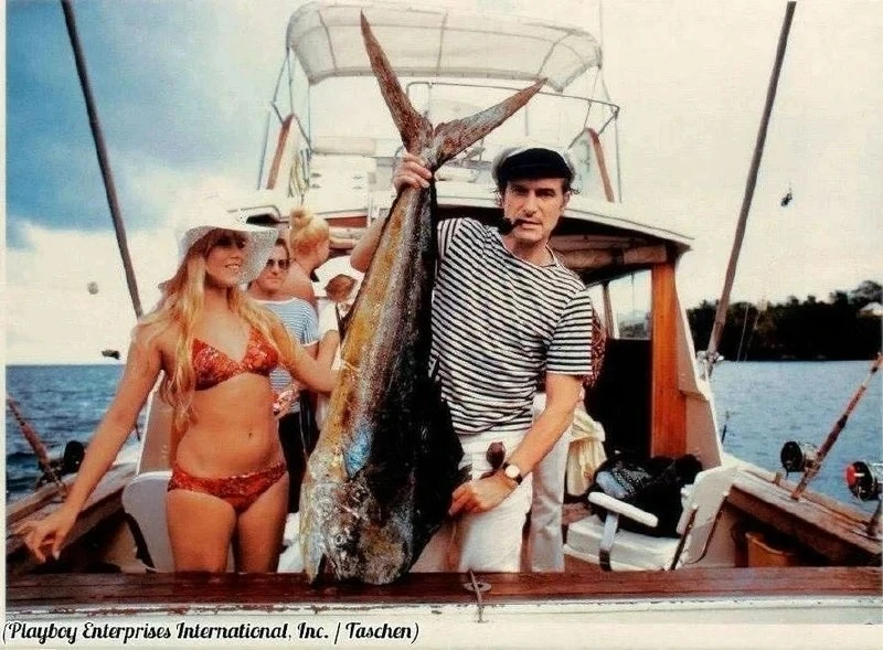 Основатель журнала Playboy Хью Хефнер на рыбалке, 1970-е