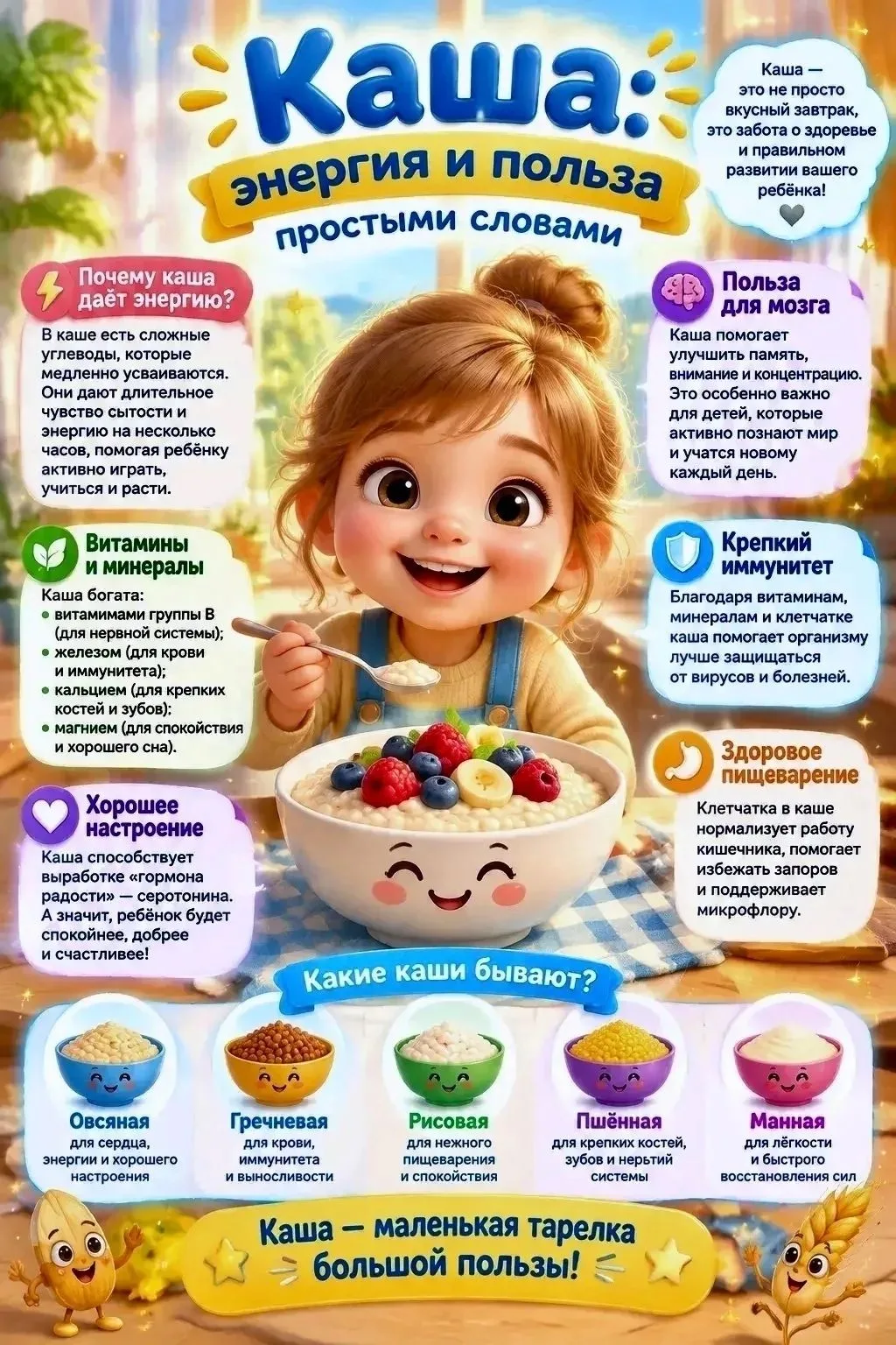 🥣 Каша: энергия и польза простыми словами 🥣