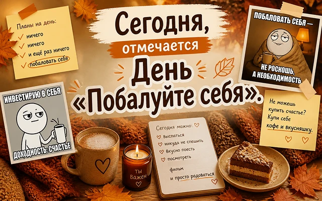 🙏 Сегодня, отмечается День «Побалуйте себя».