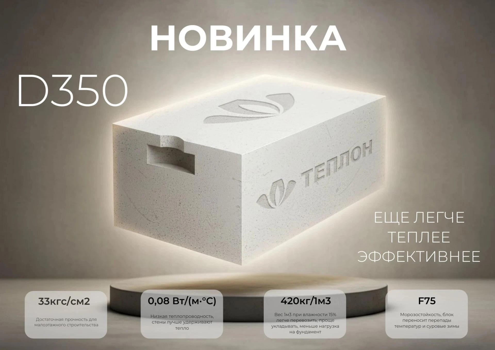 🎉 Встречайте новинку от «ТЕПЛОН»: газобетон D350 — максимум тепла, минимум веса! 🎉