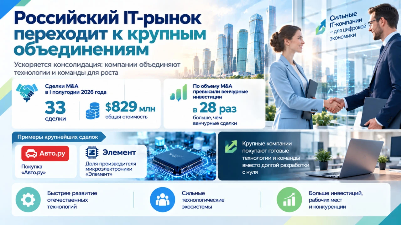 Российский IT-рынок переходит от импортозамещения к крупным объединениям — наблюдается ...
