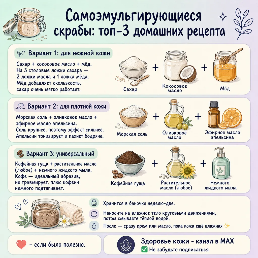 🌟 Скраб, который не сушит кожу: делаем сами в домашних условиях