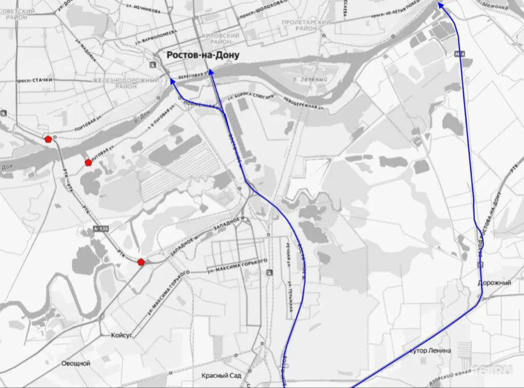 ⁉️ Схему движения после ночной атаки дронов скорректировали в Ростове
