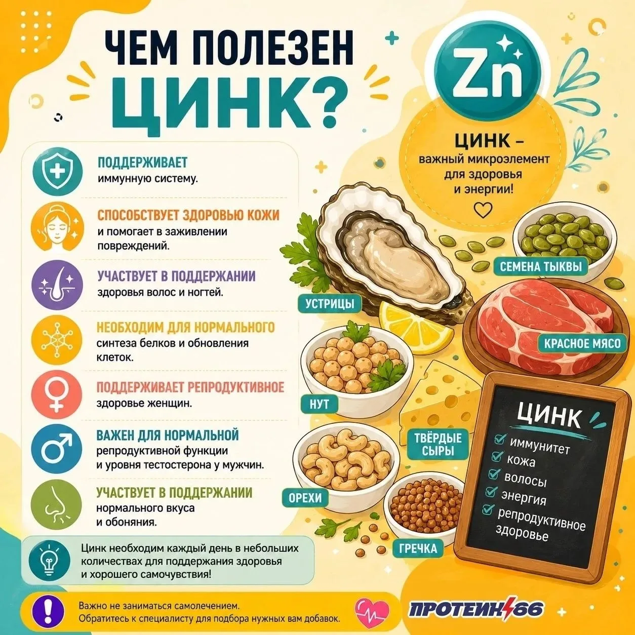 ✏️ Протеин66ку спортивное питание: 🪨Цинк — маленький минерал с большой зоной ответстве...