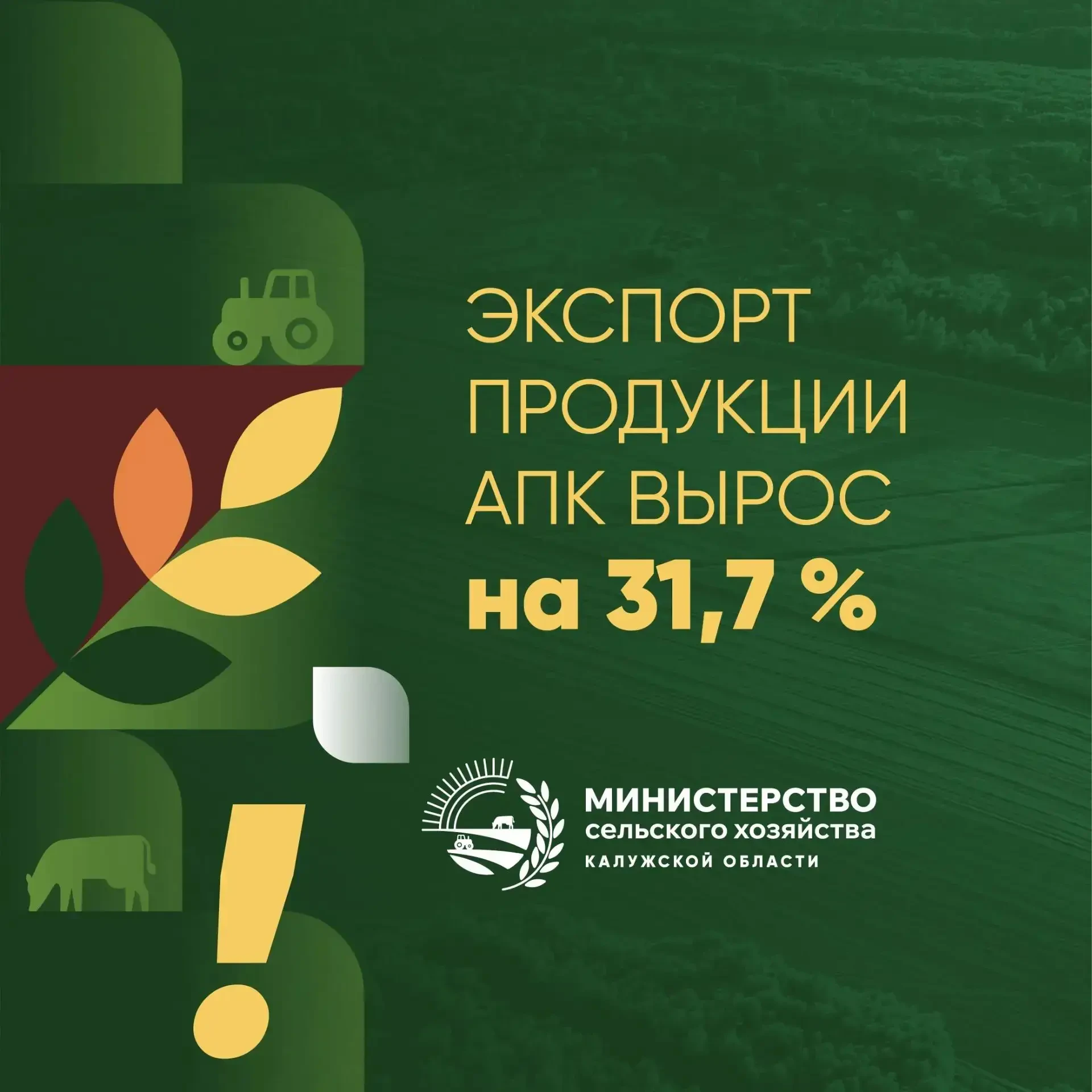 📈 Экспорт калужского АПК вырос на 31,7%