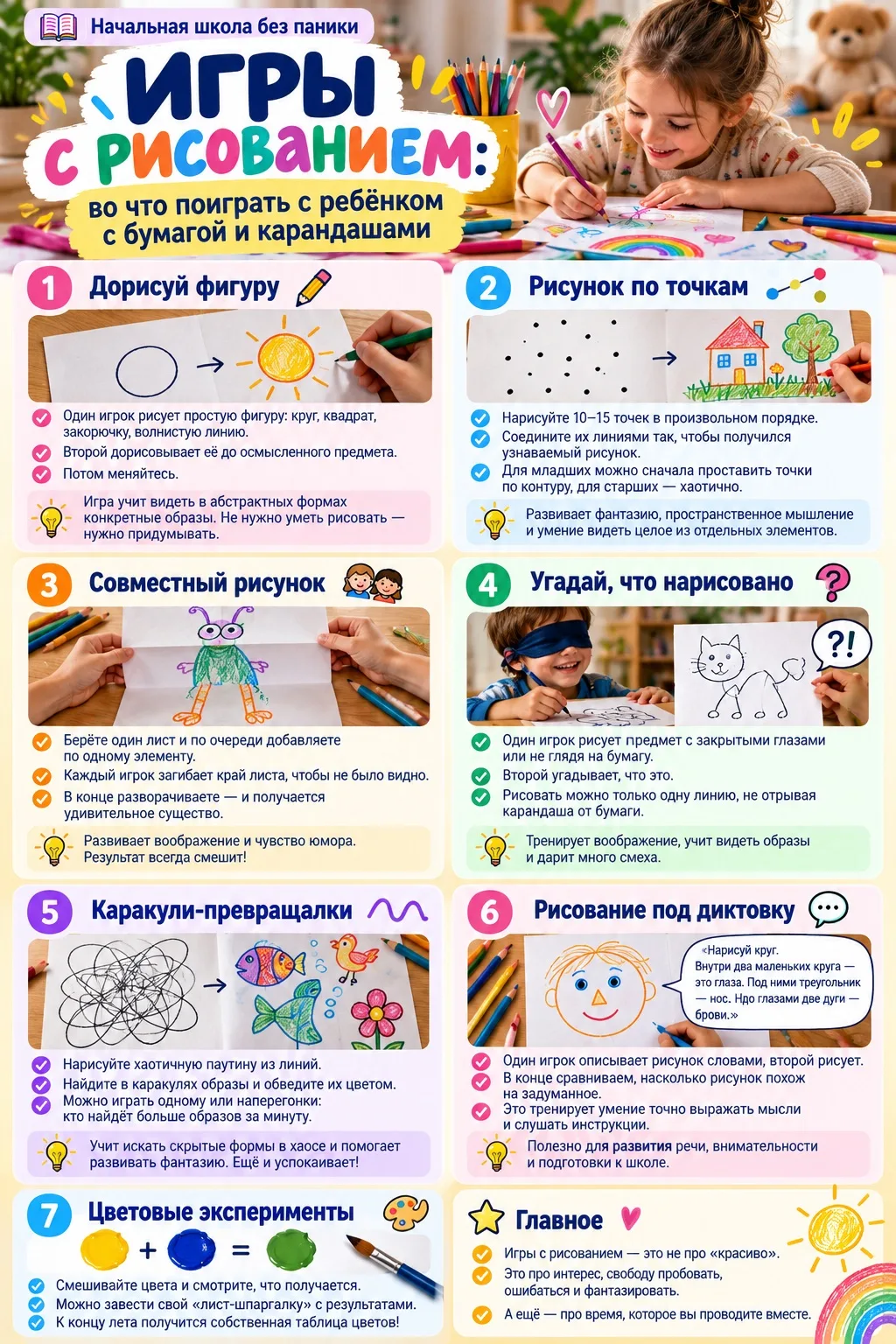 🎨 Игры с рисованием: во что поиграть с ребёнком с бумагой и карандашами