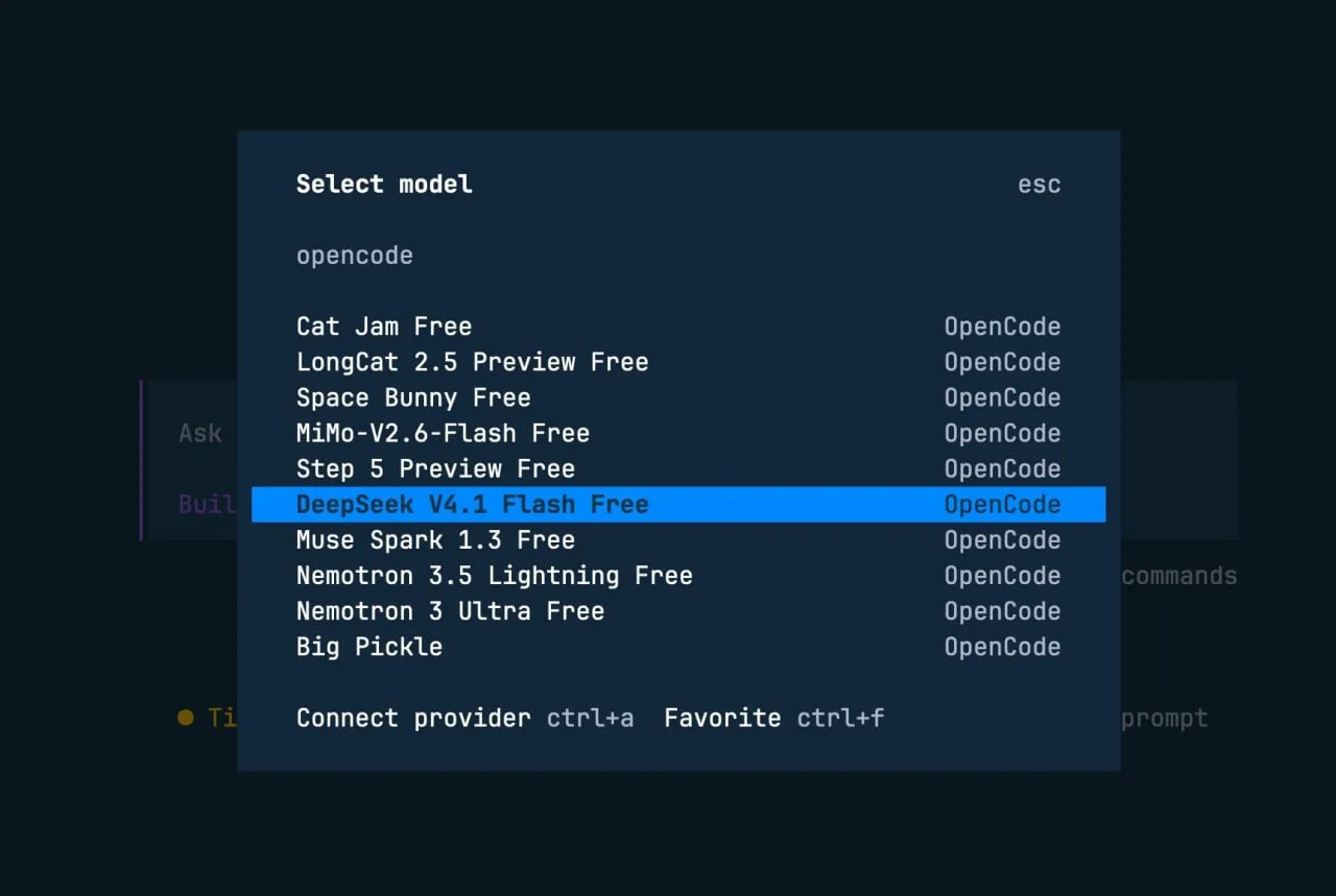 Хорошие новости: DeepSeek V4.1 Flash теперь можно бесплатно использовать в OpenCode.