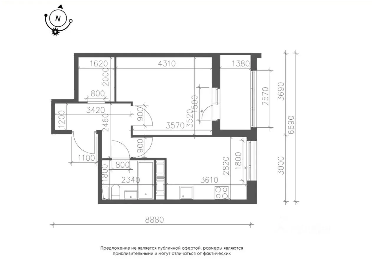 Сдам без посредников: 1-комнатная квартира, 40м²