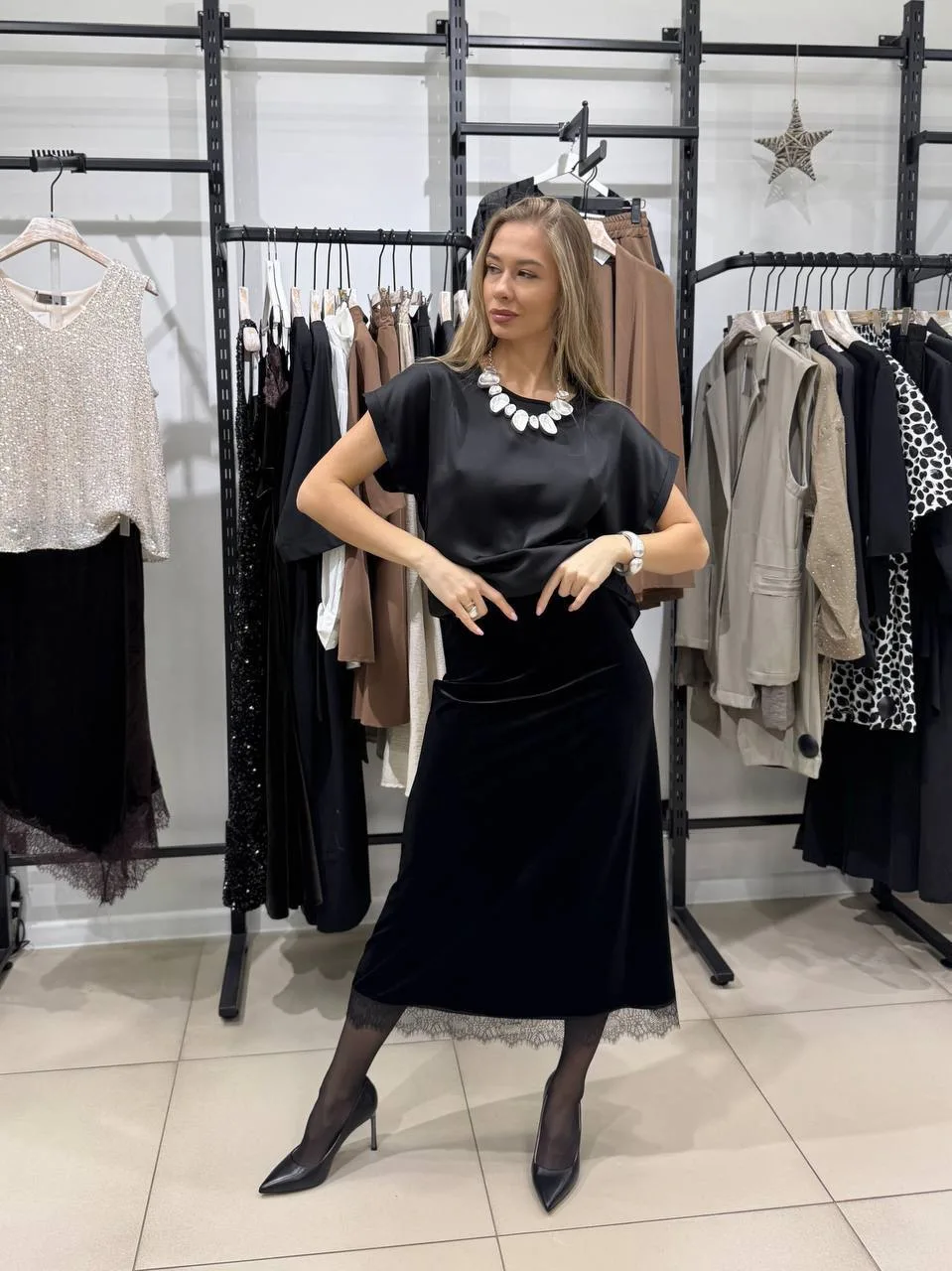 Юбка из нежного бархата